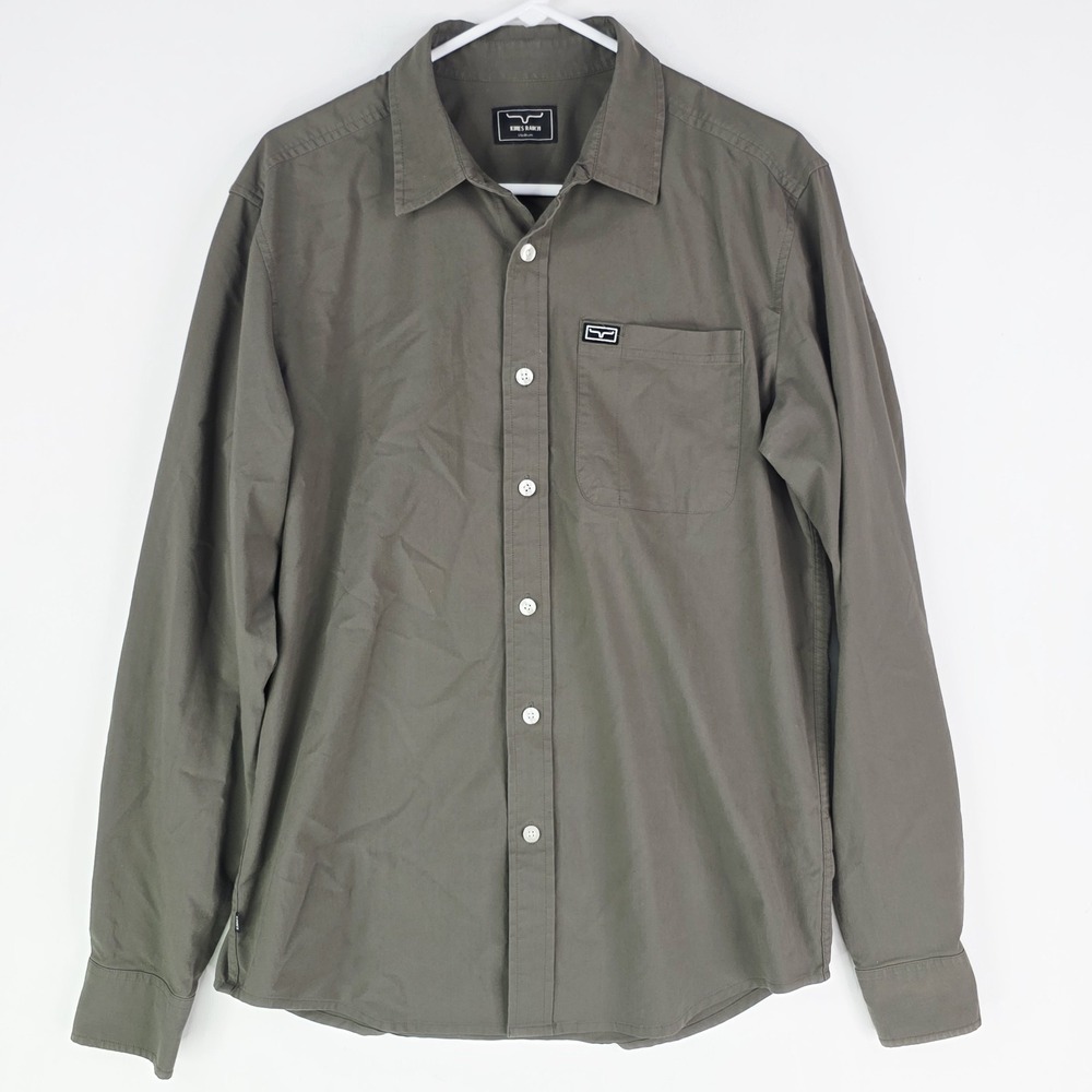 Kimes Ranch Shirt Mens Medium Green Western Button Front Long Sleeve Cowboy